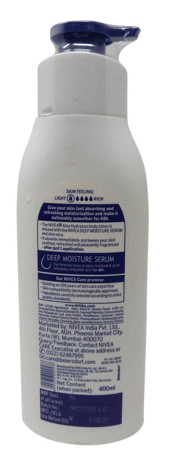 Nivea Aloe Hydration Body Lotion, 400ml Bottle