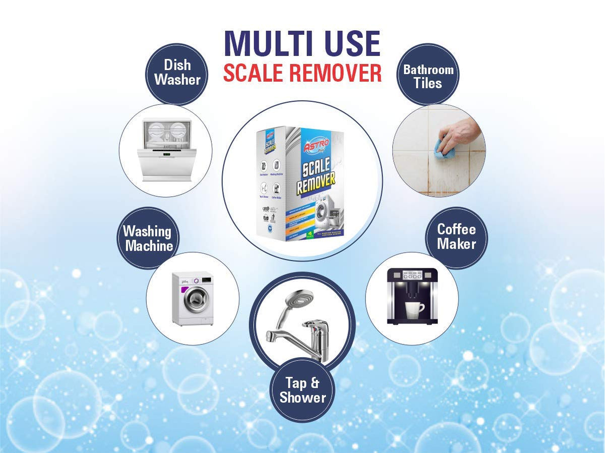 Astro Plus Scale Remover, Remover New Washing Machine Tub Cleaning Powder, Suitable For All Branded Top & Front Load Descaling (200 Grams) Mini Pack
