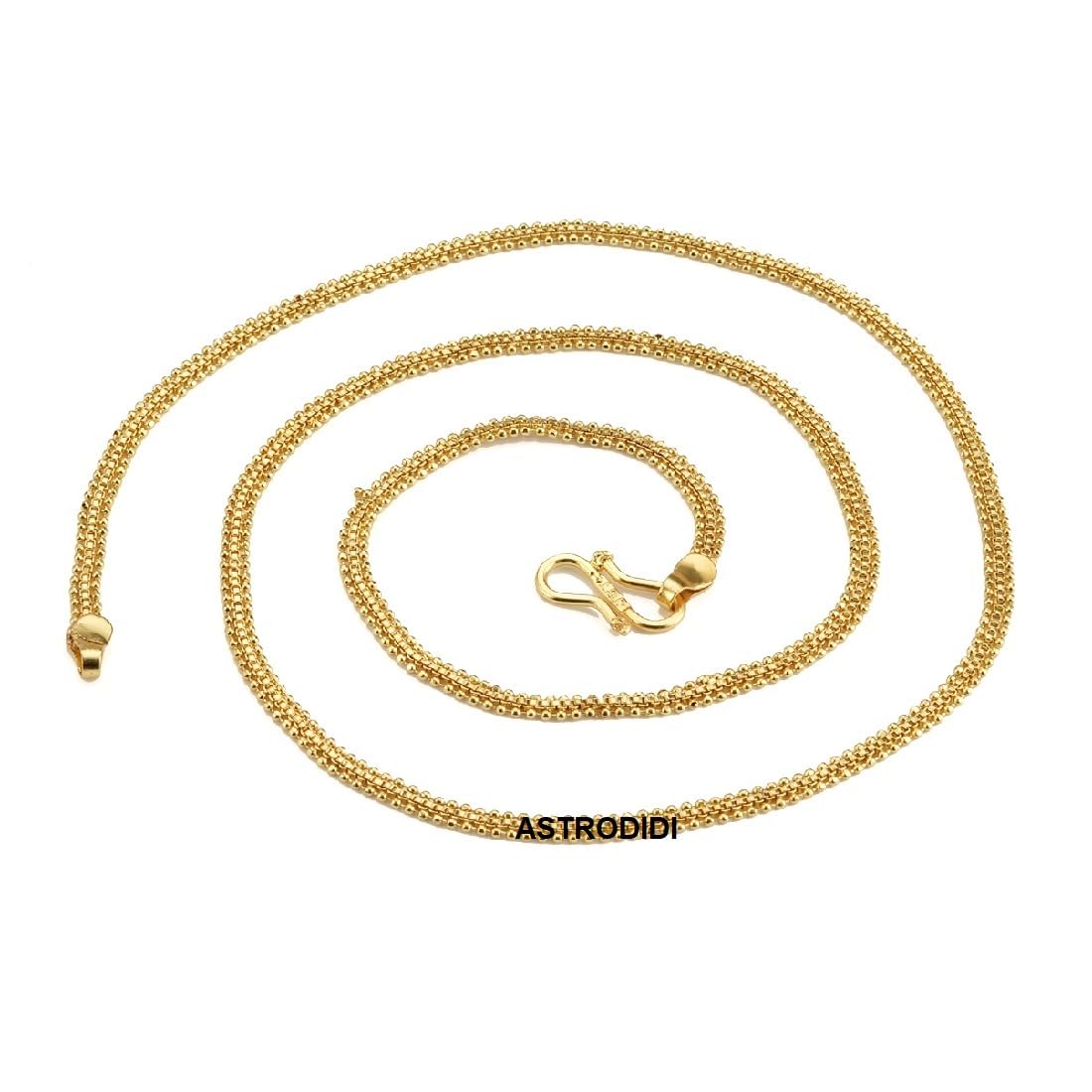 ASTRODIDI Gold Plated Chain | 24 Inch Stylish Light Weighted Golden Brass Neck Chain For Girls Women Men Boys (CHAIN-BALA-22)