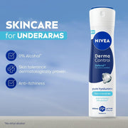 NIVEA Derma Control Defend Deodorant Spray | 0% Alcohol Deodorant | With Pure Hyaluron & Pro Vitamin B5 | Long Lasting with 72h Active Protection | For Underarm Care| Deodorant Spray for Women 150 ml