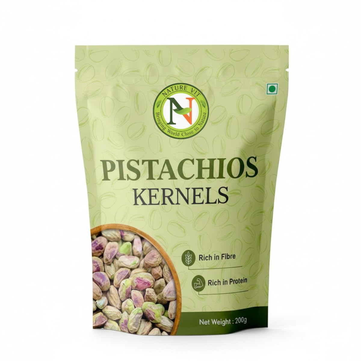 NatureVit Pistachios Kernels without Shell, 200g | Premium Jumbo Size Mota Pista Kernels | High Protein & Fiber Snack | Crunchy & Fresh