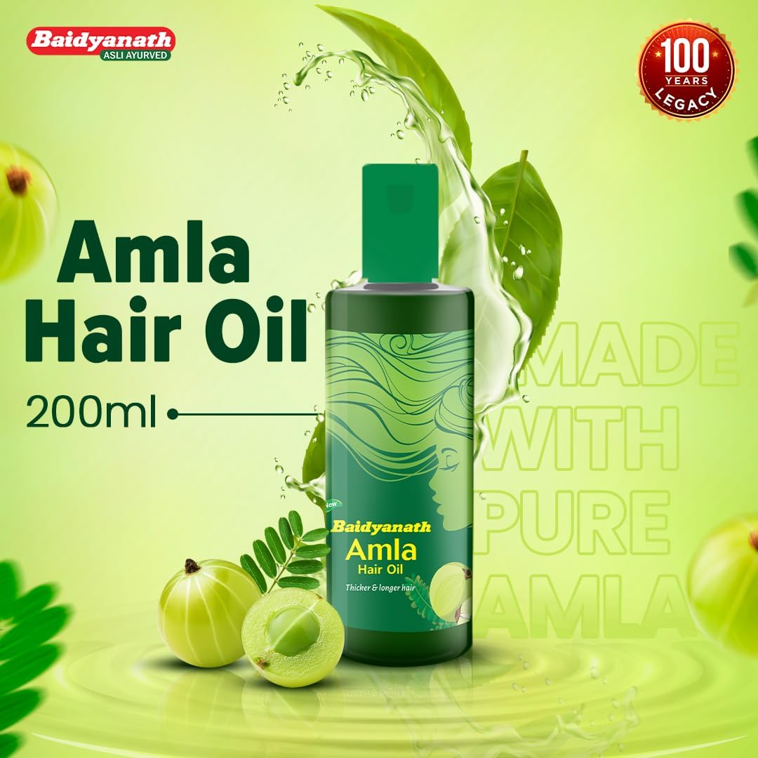 Baidyanath Amla Hair Oil - 200ml | Nourishes Scalp |Controls Hair Fall, Strengthens Hair & Promotes Hair Growth