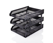 E-COSMOS® File Tray Rack ABS Plastics | Foldable Office Desk Accessories | Durable & Sturdy | Easy Assembly | Efficient Organizer | Plastic Office Stationery Files Layer Rack (3 Layer)