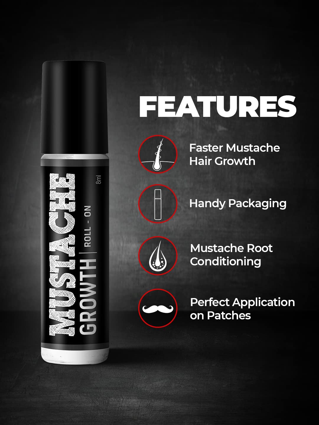 Beardo Beard & Mustache Growth Combo | Mustache Growth Roll On 8ml & Beard n Hair Growth Oil 50ml (Set of 2)