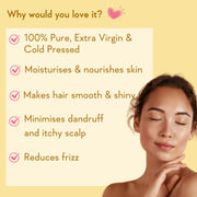 WishCare® Pure Cold Pressed Sweet Almond Oil for Hair Growth and Glowing Skin & Face - 200ml