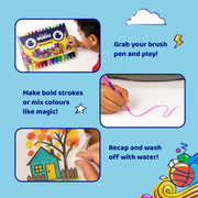 Fevicryl YUDU Brush Pens | Set of 14 Colours | Water-Based, Quick-Drying & Washable | Flexible tip for Calligraphy & Journalling | Ergonomic Design for Kids | Ideal Gift for Kids