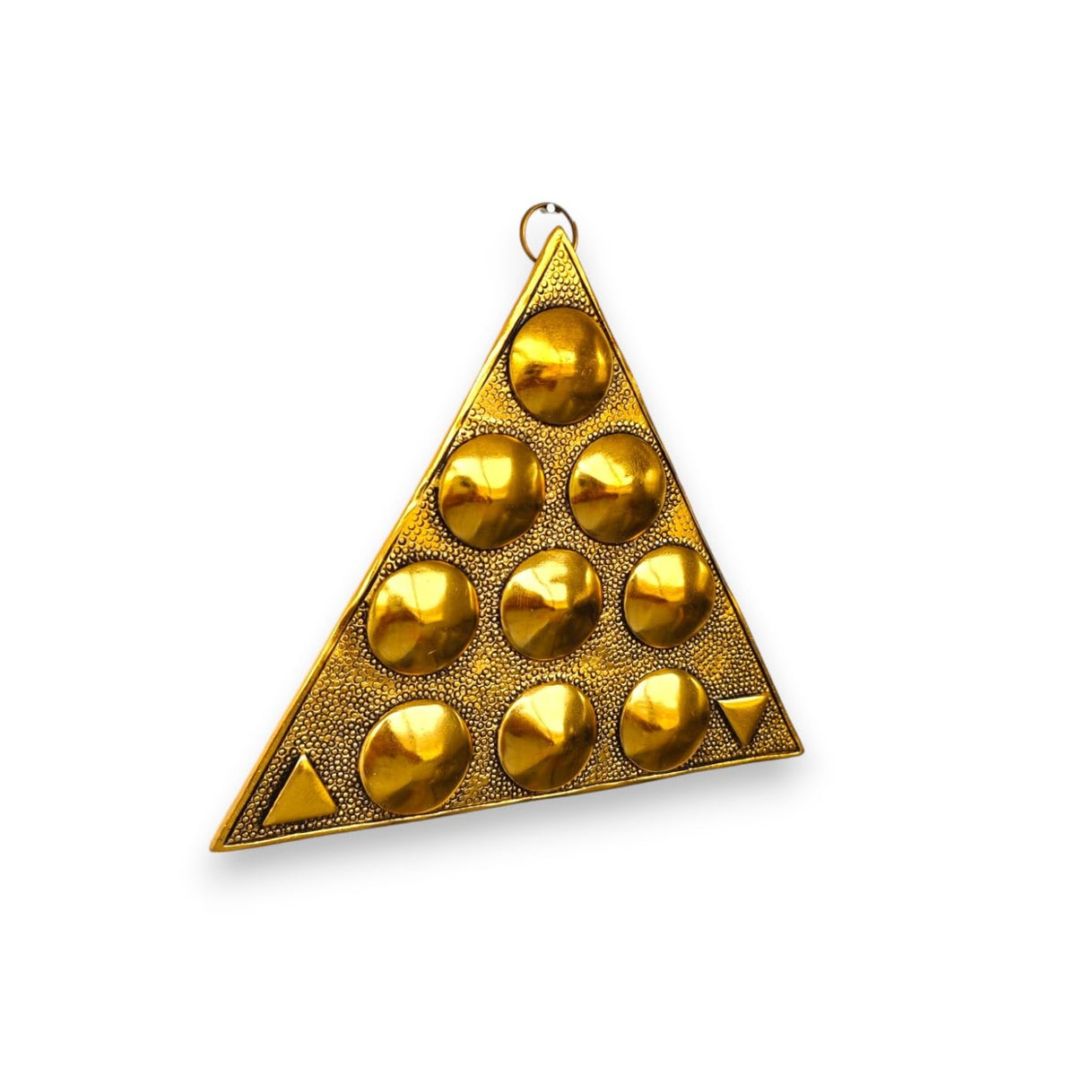 KridayKraft Metal Shri Vastu Navgrah Yantram Maha Yantra with Sampoorna Navgraha Triangle Yantra for Vastu Dosh Nivaran Wall Hanging Triangular Shaped Yantra (8.5 Inches) (1 Pc), Gold