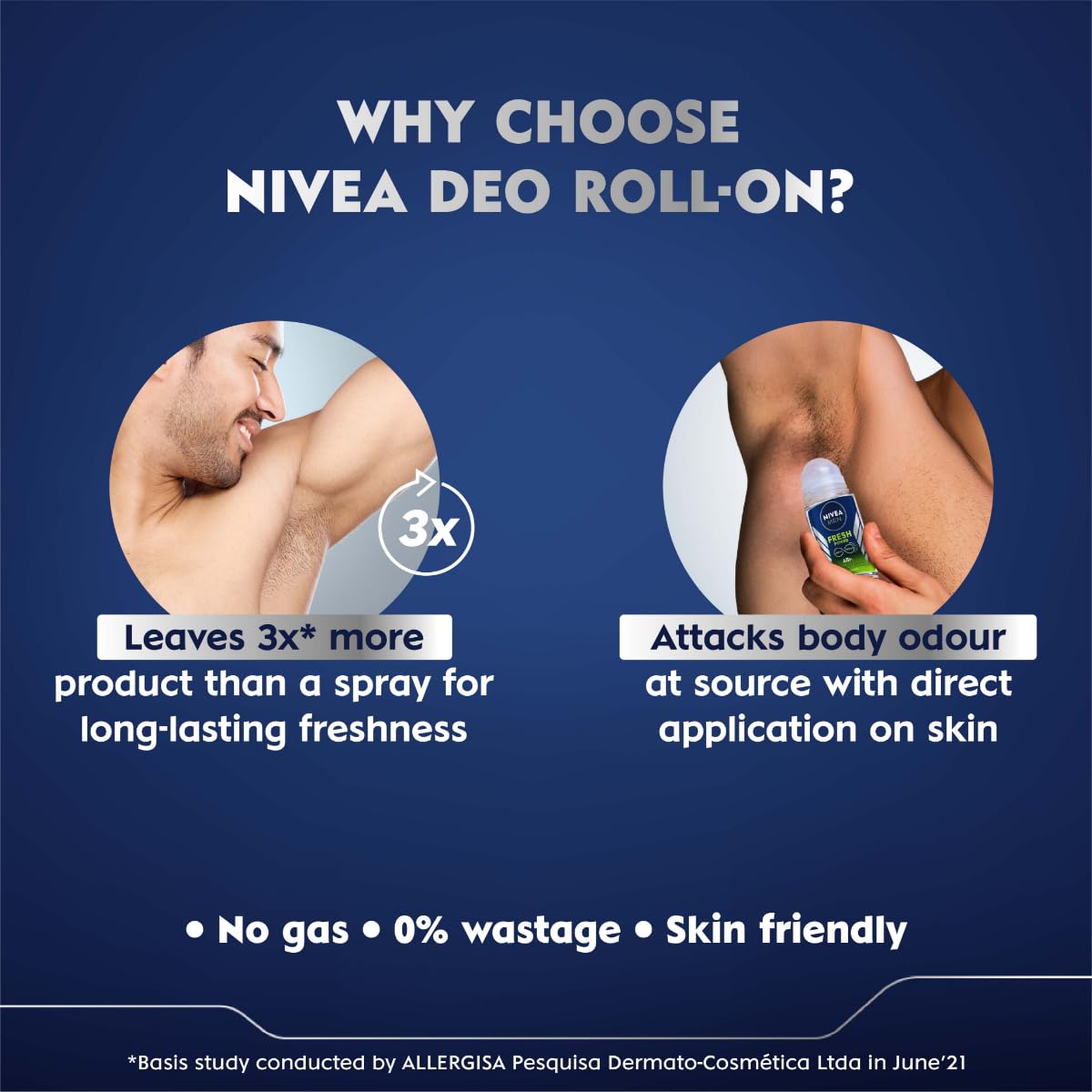 NIVEA MEN Fresh Power Roll-On Deodorant (50ml) (Pack of 3)