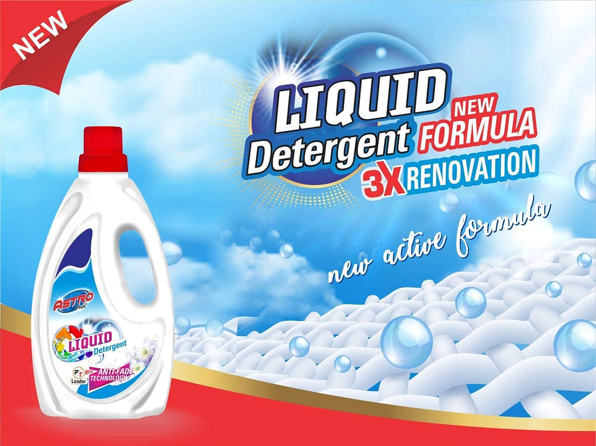 Astro Plus + Liquid Detergent 1 Liter and Dry Clean At Home (10 Wipes 2 Piece Combo)