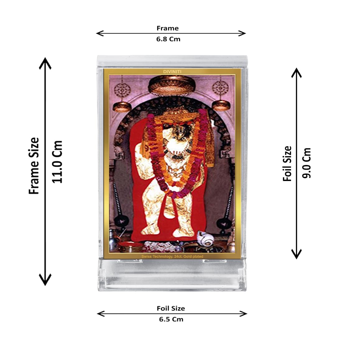 DIVINITI 24K Gold Plated Religious Car Dashboard Frame | Premium God Idol Frame for Car, Home Mandir & Office Table | Spiritual Gift, Decorative Showpiece | Mehndipur Balaji