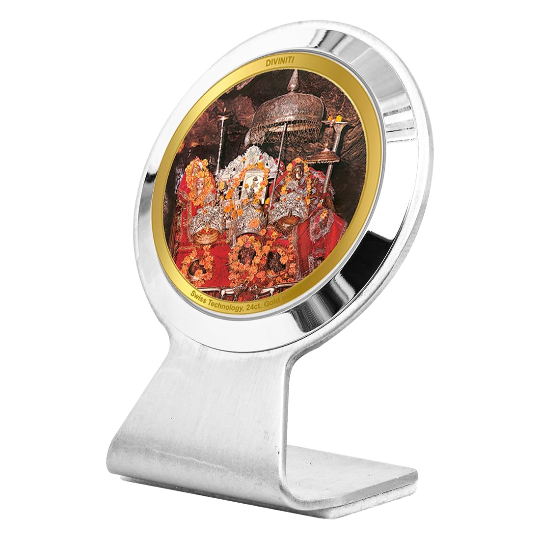 DIVINITI 24K Gold Plated Religious Car Dashboard Frame | Premium God Idol Frame for Car, Home Mandir & Office Table | Spiritual Gift, Decorative Showpiece | Mata Ka Darbar