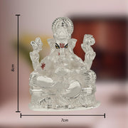 DIVINITI Ganesha Idol for Home Decor Showpiece 999 Silver Plated Statue of Lord Ganesha for Tabletop Murti for Puja Room, Festival Gift Ganpati Figurine for Prosperity, Good Luck (8 X 7 CM)