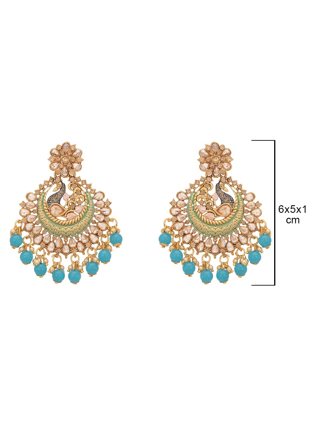 Priyaasi Jhumki Earrings for Women (Golden) (EAR-PR-50127-BLU)