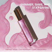 Suroskie Glow Drip 50ml Pink Luxe Body Highlighter with Brush | Shimmer Oil for Radiant & Luminous Skin | Non-Greasy & Quick Absorbing | with Superfood Oils & Pink Mica | Body Shimmer for Women