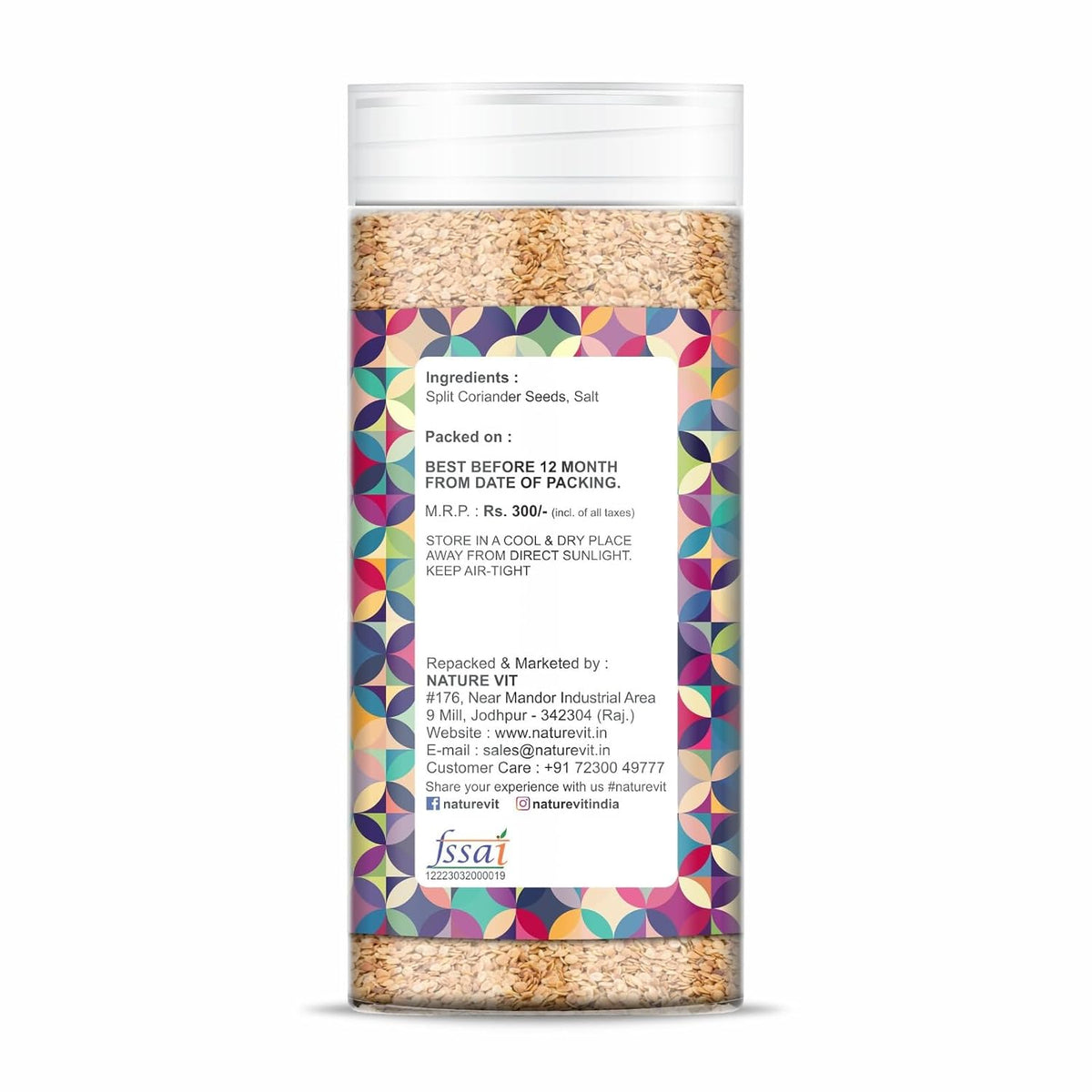 NatureVit Roasted Dhana Dal 200g | Split Coriander Seeds | Traditional Mouth Freshener & Digestive Aid | Crunchy & Aromatic Snack