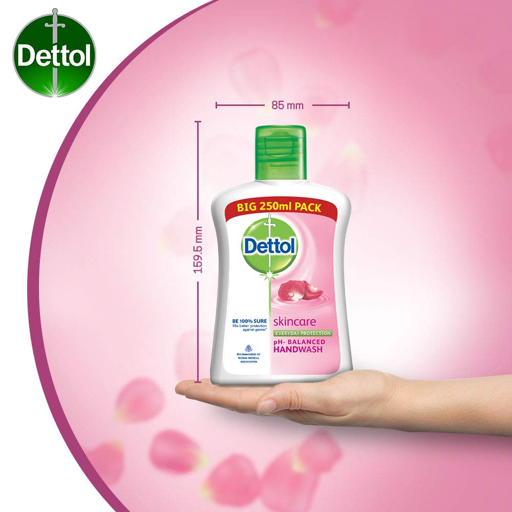 Dettol Skincare Germ Protection Handwash Liquid Soap Flip Top, 250ml
