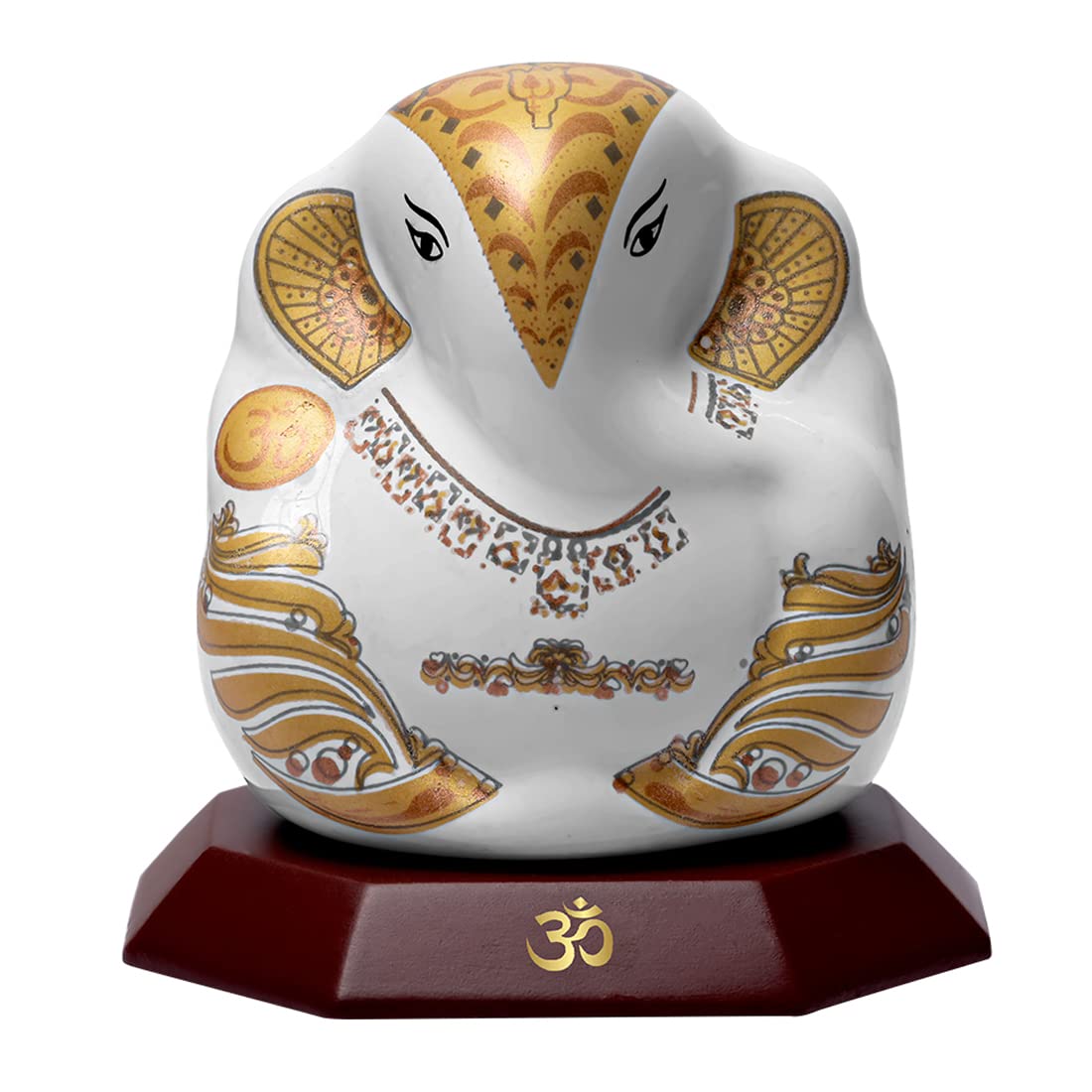 DIVINITI Lord Ganesha Ceramic Idol for Car Dashboard, Tabletop|Statue for Good Luck, Prosperity and Success|Ganpati Statue for Home Mandir, Office Desk, Puja Gift (6.2X5.5X7CM), Idol