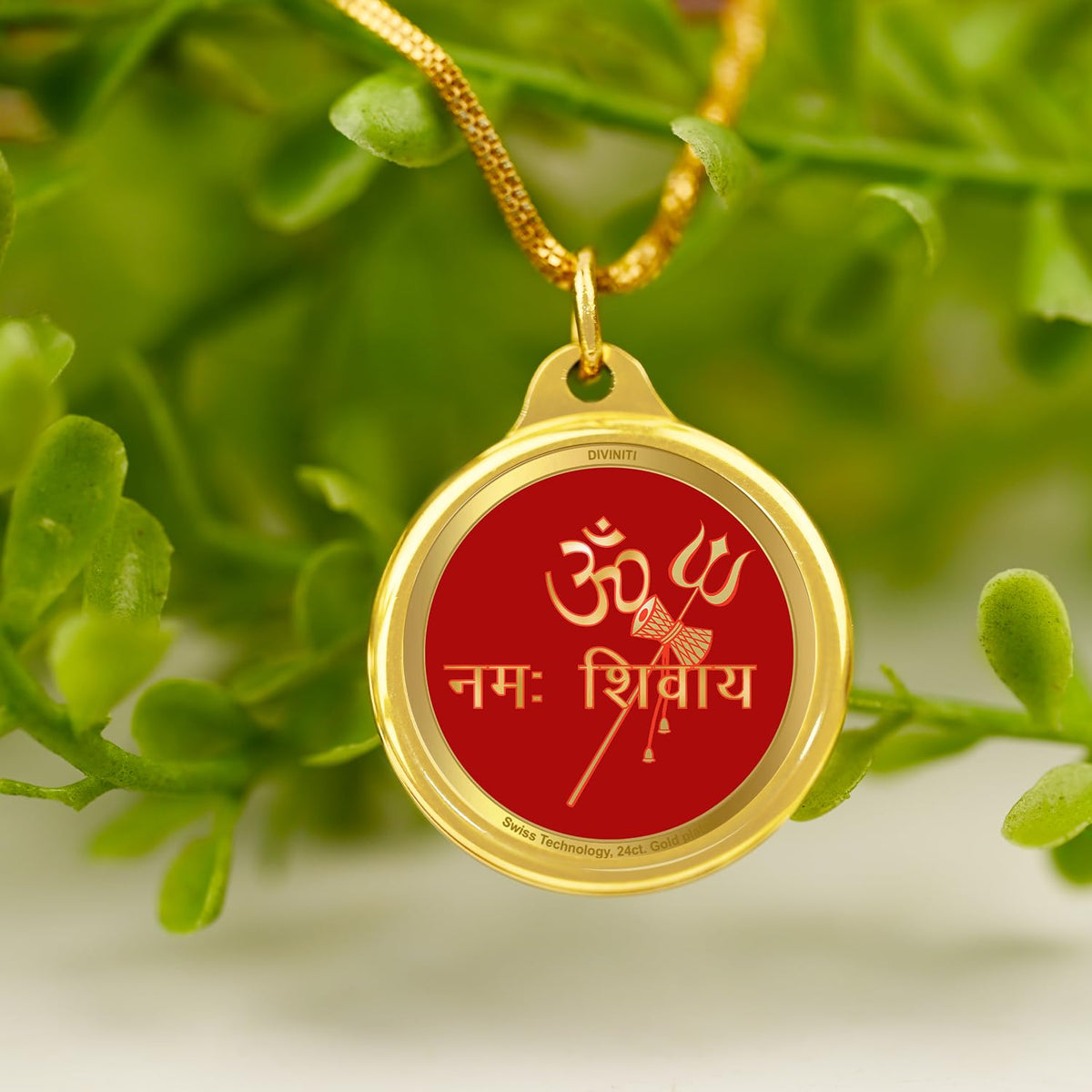 DIVINITI 24K Gold Plated Double-Sided Religious Pendant with Premium Gift Box, Spiritual Locket for Men & Women, Devotional Jewellery for Gifting & Everyday Wear | Shiva & Om Namah Shivay