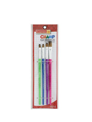 Camel Camlin Kokuyo Fabrica Acrylic Ultra Colors - 10Ml Each, 6 Shades & Camlin Champ Flast Brush Set - Pack Of 4 (Multicolor)