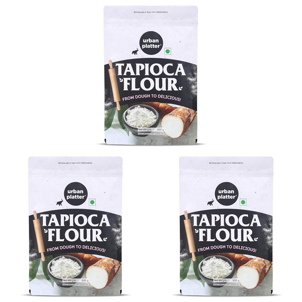 Urban Platter Tapioca Flour, 500g (Neutral Taste | Ideal for Baking, Thickening, and Crisp Batters | Pantry Essential) (Pack of 3)