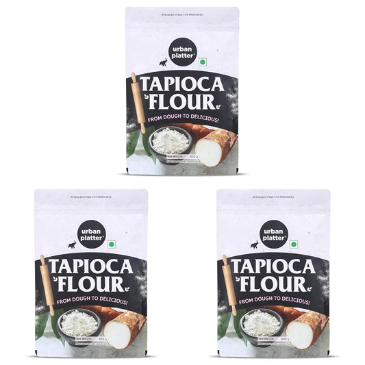 Urban Platter Tapioca Flour, 500g (Neutral Taste | Ideal for Baking, Thickening, and Crisp Batters | Pantry Essential) (Pack of 3)