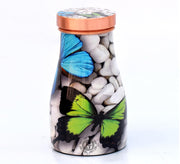 DSH Copper Bedroom Bottle Printed Jug with Inbuilt Glass, Bedside Jar Pot, Joint Free Pure Copper, Designer Printed,(950 ML)