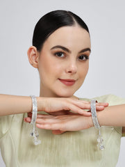 NMII Premium Metal with Zircon Diamond Latkan Bangles For Women and Girls | Stylish Bangles Bracelet For Girls | Bangles with Latkan For Wedding, Party, Festive | Latkan Chudi Jewellery- Set of 2