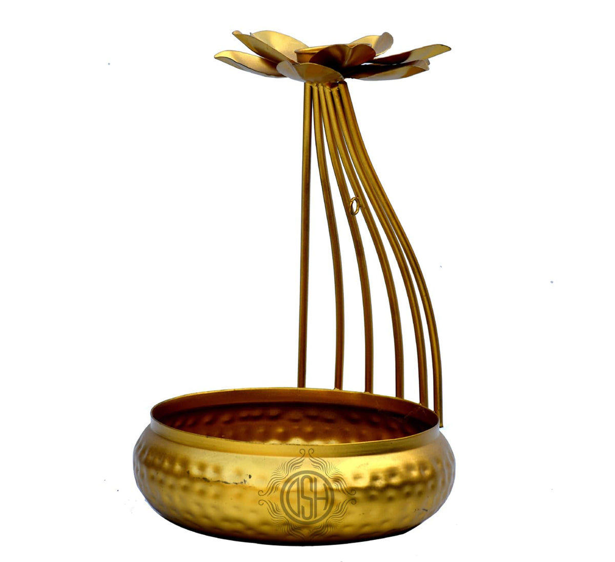 DSH CRAFTING YOUR CURIOSITY Urli Bowl Flower Design with Tealight Candle Holder for Diwali Home Decor and New Year Decoration Item.