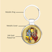 DIVINITI 24K Gold Plated Key Chain with Metallic Ring|Key Chains For Premium Gift All Vehicles Car Bike Scooty|Durable Key Ring For Men Women and Kids