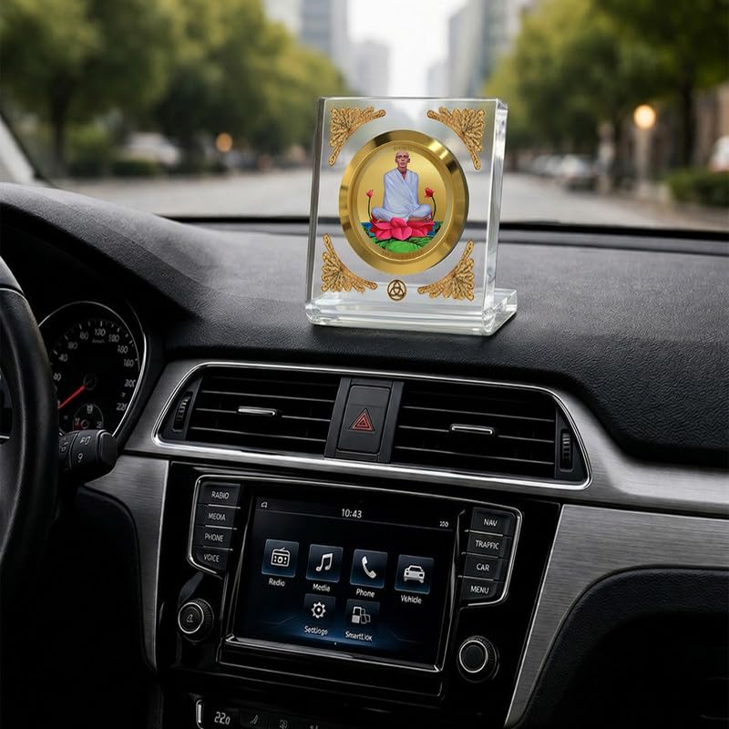 DIVINITI 24K Gold Plated Religious Car Dashboard Frame | Premium God Idol Frame for Car, Home Mandir & Office Table | Spiritual Gift, Decorative Showpiece | Ram Thakur