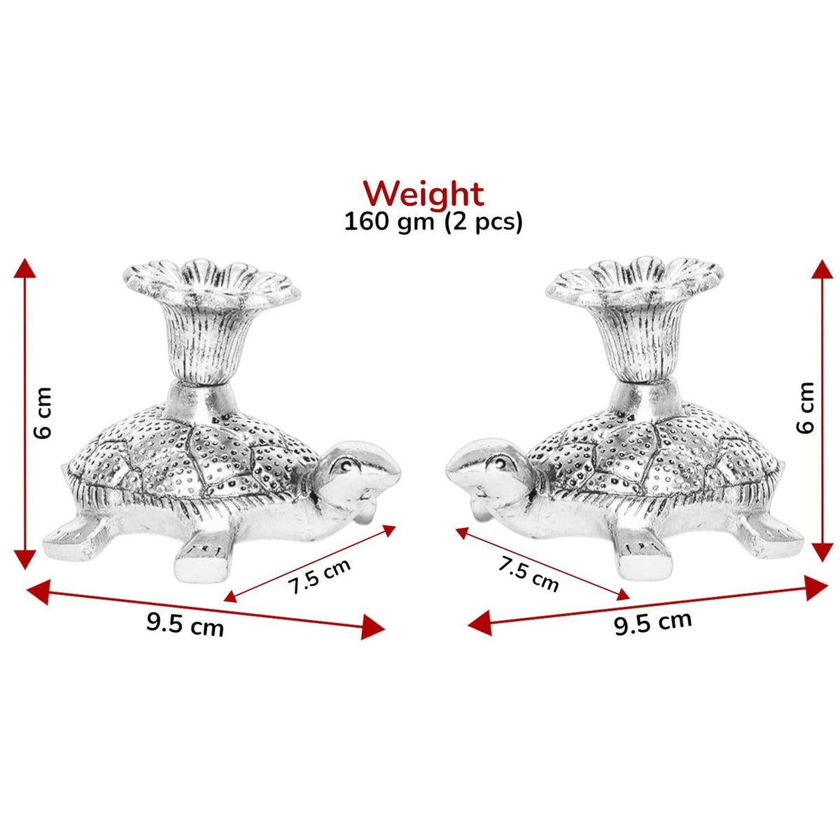 KridayKraft Metal Tortoise Candle Holder Set of 2 pcs for Living Room Bedroom Home Décor Decorative Showpiece for Candle Light Dinner & Dining Table Figurines Candle Stand