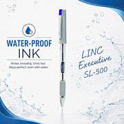 LINC 0.55mm Executive SL-500 Gel Pen | Water-Proof Ink & Textured Grip (Blue Ink, Pack of 20)