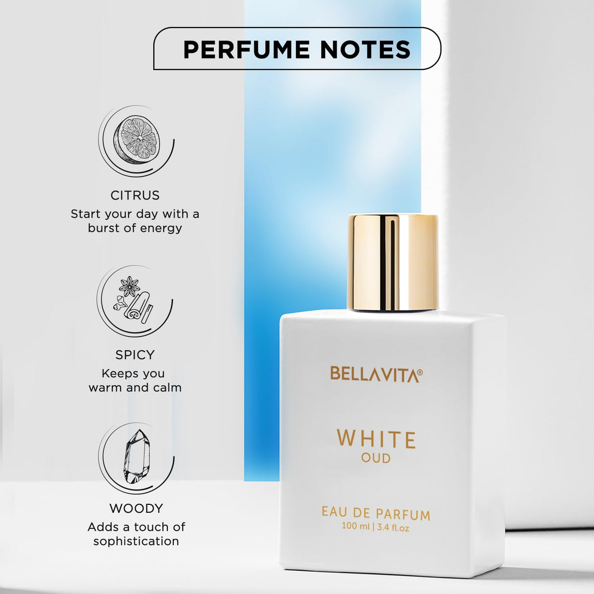 Bella Vita Luxury White Oud EDP Premium Long Lasting Fragrance Perfume 100ml & Shower Gel for Deep Cleansing, Hydrating, Softer Skin with Aloe Vera 500ml