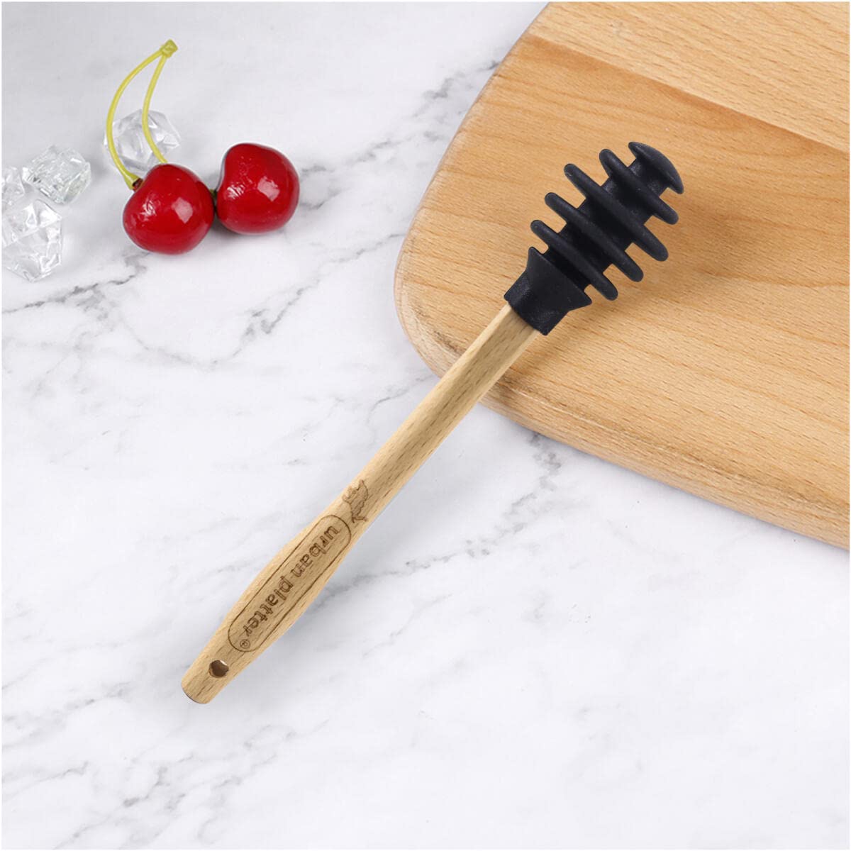 Urban Platter Silicone Dipper for Honey,Maple Syrup, Molasses, Melted Chocolate, Caramel Dippers Server [with Wooden Handle, Easy to Clean, Perfect for Non-Stick Utensils, Heat-Resistant]