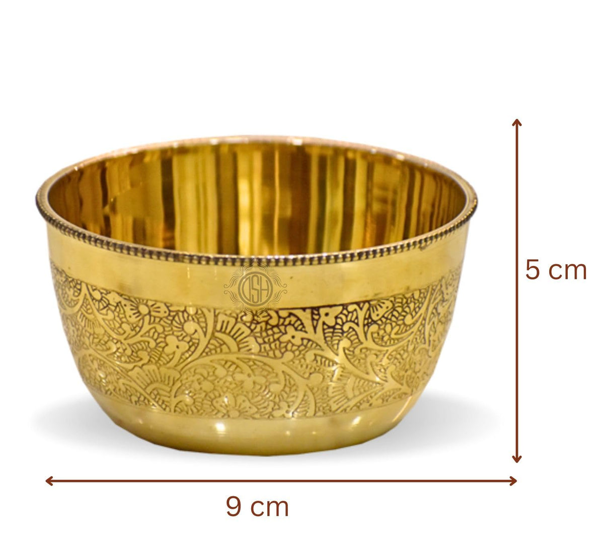 DSH Brass Bowl Pure Brass Embossed Design Lunch Bowl (Set of-2) Tableware and Serveware for Home Hotel Restaurant.(KATORI-DANAach-2P)