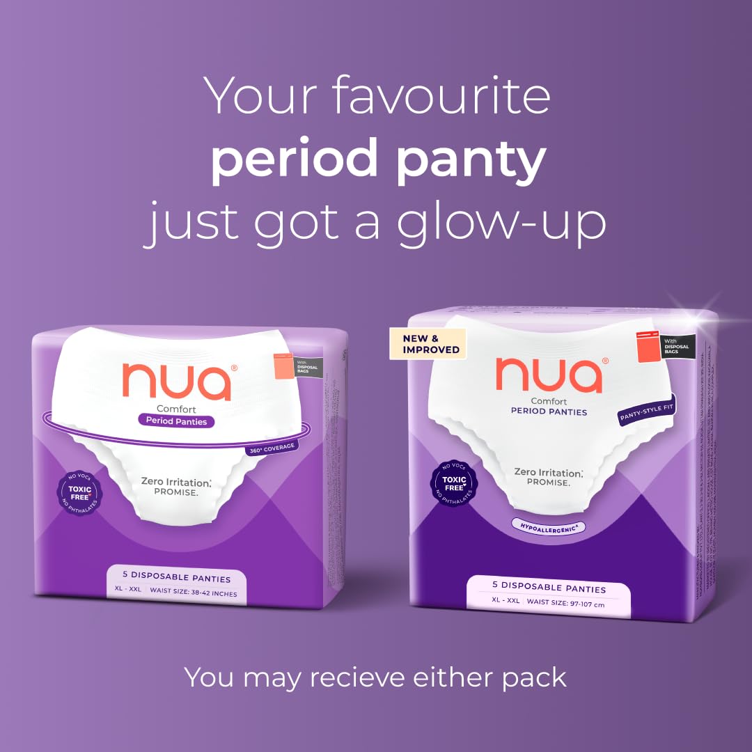 Nua 360° Comfort Period Pads (XL-XXL) | 15 Period Pads Pack of 3 | Ultra-Absorbent | Zero Irritation | 4x Comfort | For Heavy Flow | No rashes | Leakproof | Seamless | 100% Toxic-Free, Dermatologically Tested