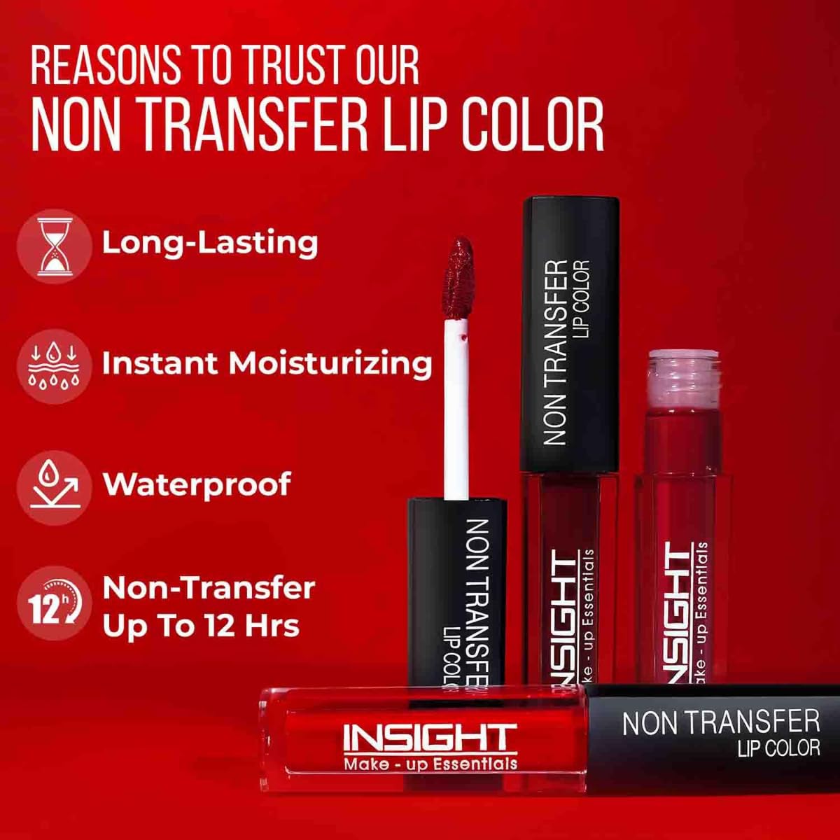 INSIGHT Non Transfer Liquid Lipstick- Royal | Waterproof| Matte Finish| Transfer & Smudge Proof| Lightweight| 12 Hr Wear| Highly Pigmented 4 ml