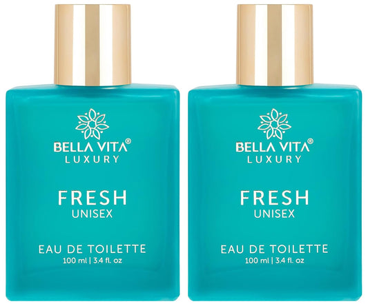 Bella Vita Organic Luxury FRESH Eau De Toilette Unisex Perfume for Unisex with Bergamot, Ylang Ylang |Refreshing EDT Long Lasting Fragrance Scent, 100 Ml (Pack of 2)