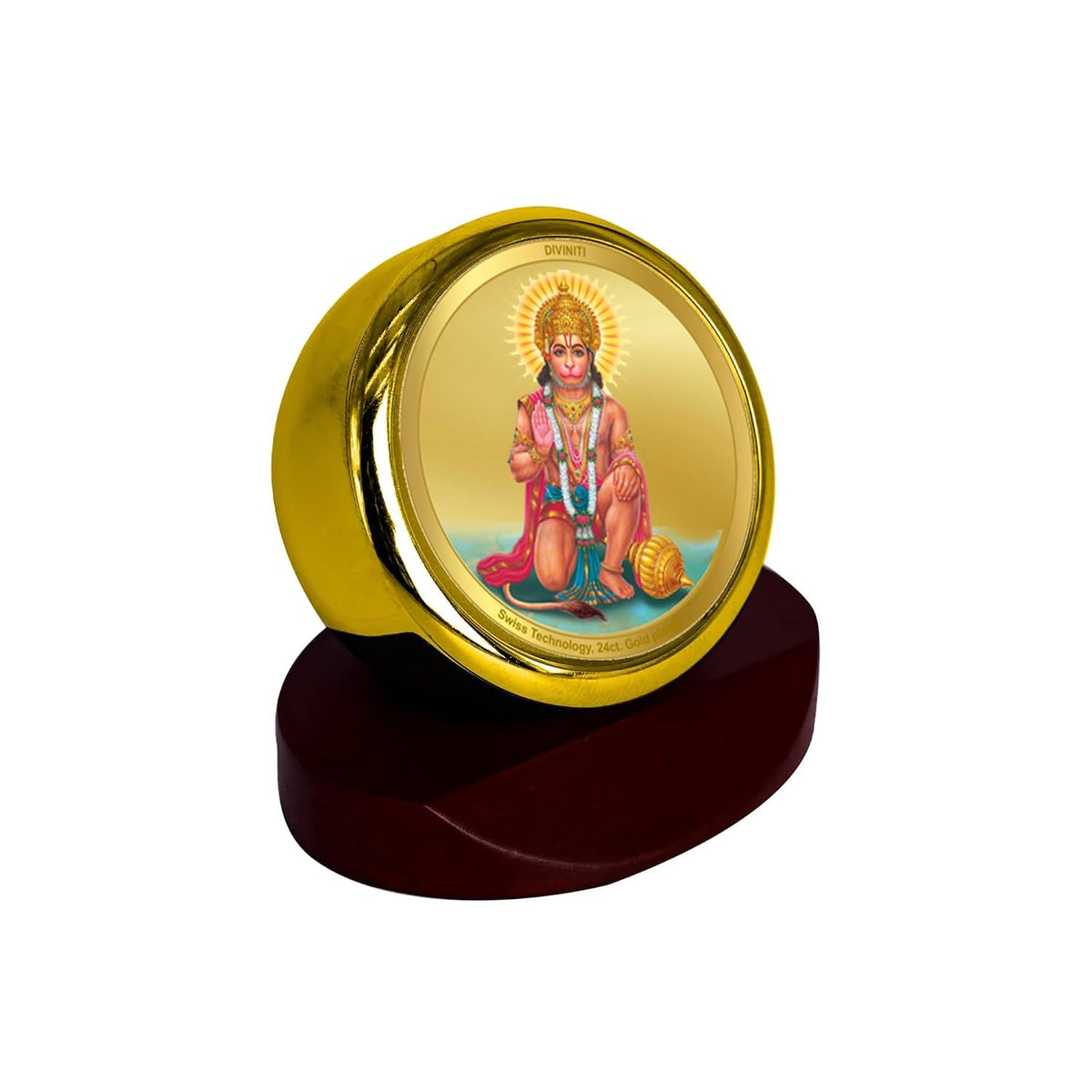 Diviniti Lord Hanuman Ji Ashirwad Photo Frame for Car Dashboard, Car Idol, Table Decor|MCF 1C Gold Frame with 24K Gold Plated Foil|Religious Frame For Pooja, Prayer and Gift (5.5X5.0 CM)