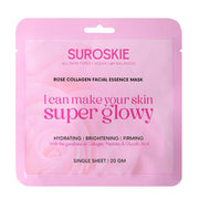 Suroskie Rose Collagen Facial Essence Mask – Korean Brightening Sheet Mask With Real Rose Extract & Anti-Aging Collagen | Intense Hydration, Firming Glow, Radiance Boost For Dull, Dry, Tired Skin