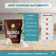 NatureVit Quinoa Flour 1 Kg | Gluten-Free High Protein Atta | Ideal for Baking, Rotis & Healthy Recipes | Fibre-Rich & Naturally Nutritious