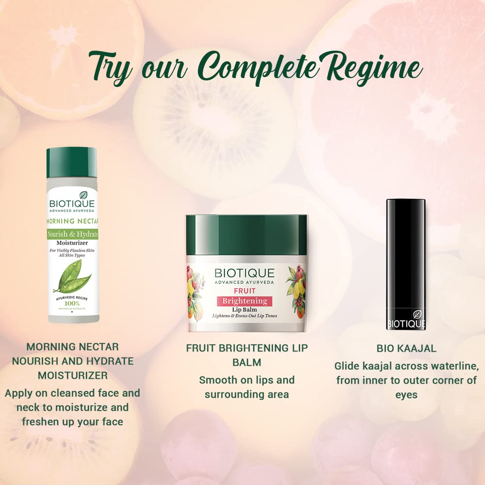 Biotique Fruit Whitening/Brightening Lip Balm | Hydrated and Nourishing Lips| Visibly Lighter Lips | Evens Out Lip Tone | De-pigmentation Balm |100% Botanical Extracts| All Skin Types | 12G