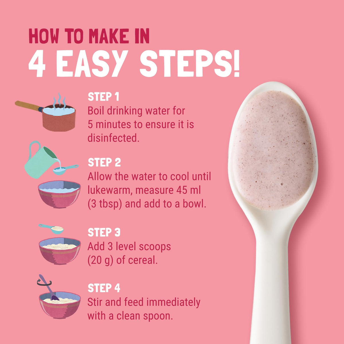 Slurrp Farm Cereal, Ragi, Rice and Strawberry with Milk, Instant Healthy Food, NO Added Sugar, Mildly Sweetened with Date Powder