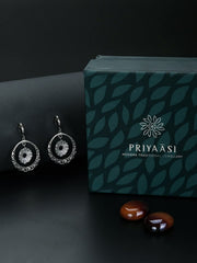 Priyaasi Artificial Stones Silver Plated Hoop Earring