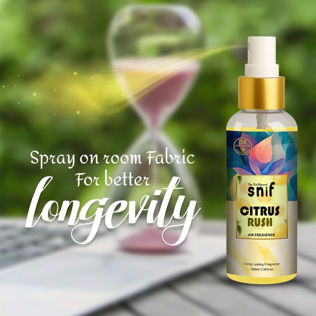 The Old Natural Snif Citrus Rush & Lavender Love Air Freshener Spray – 200ml | Uplifting Floral Aroma, Natural Air Freshener for Home, Office & Car Pack of 2 - Combo