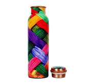 DSH Pure Copper Modern Art Printed Water Bottle, Travelling Purpose, Yoga Ayurveda Healing, 1000 ML. (Design 3)