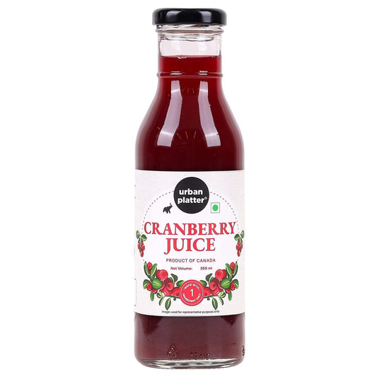 Urban Platter 100% Canadian Cranberry Juice, 350ml (Glass Bottle, No Added Sugar & Preservative-Free, Antioxidant-Rich, Supports UTI Health, Ideal for Cocktails & Mocktails)