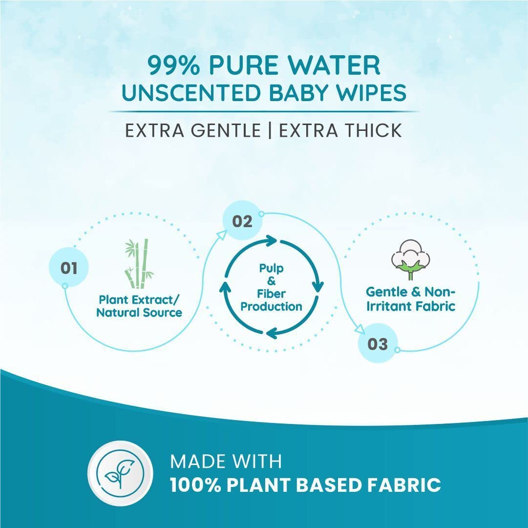 Mother Sparsh 99% Pure Water Baby Wipes, 72x6 pcs with Afterbite Turmeric Balm for Babies 25g