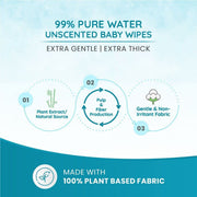 Mother Sparsh 99% Pure Water Baby Wipes, 72x6 pcs with Afterbite Turmeric Balm for Babies 25g