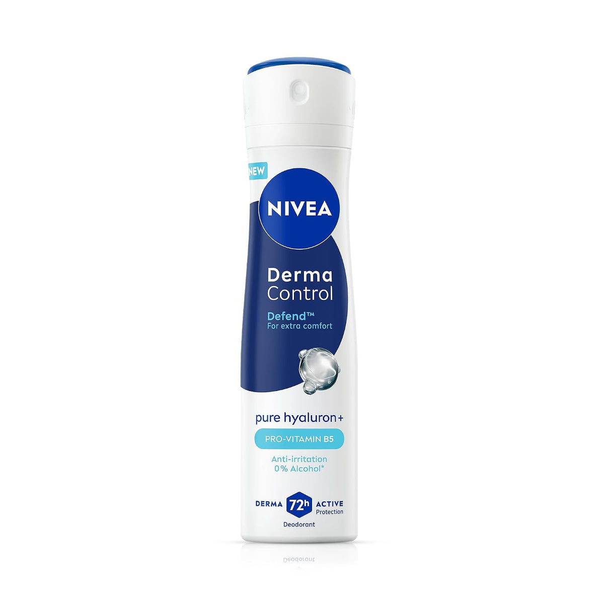 NIVEA Derma Control Defend Deodorant Spray | 0% Alcohol Deodorant | With Pure Hyaluron & Pro Vitamin B5 | Long Lasting with 72h Active Protection | For Underarm Care| Deodorant Spray for Women 150 ml